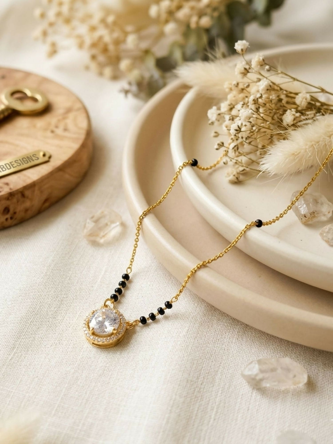 Cz Diamond Wedding Inspired Gold Diamond Mangalsutra | SHOBITAM