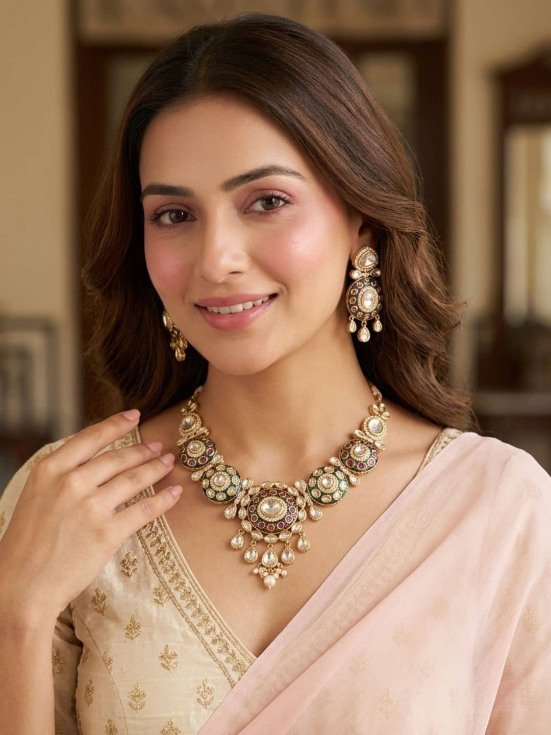 Elegant Style Gold Plated Necklace Set | SHOBITAM