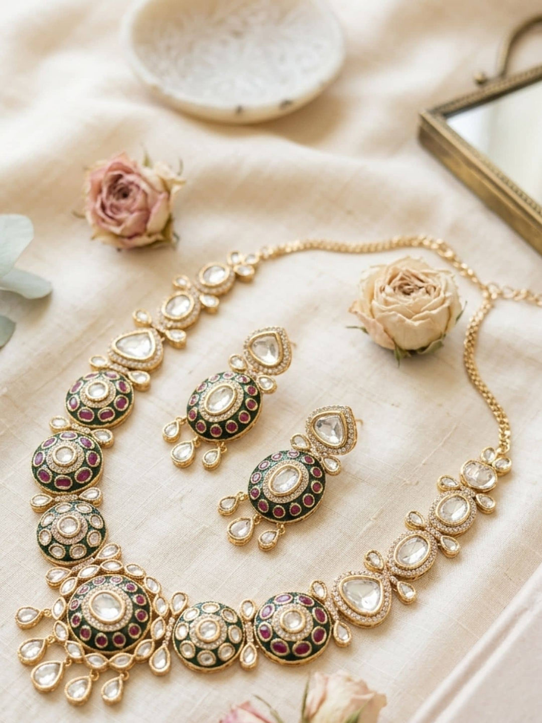 Elegant Style Gold Plated Necklace Set | SHOBITAM