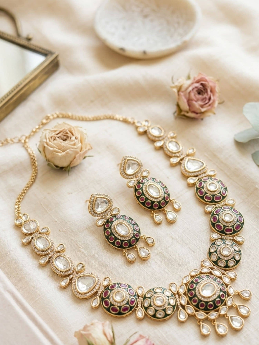 Elegant Style Gold Plated Necklace Set | SHOBITAM