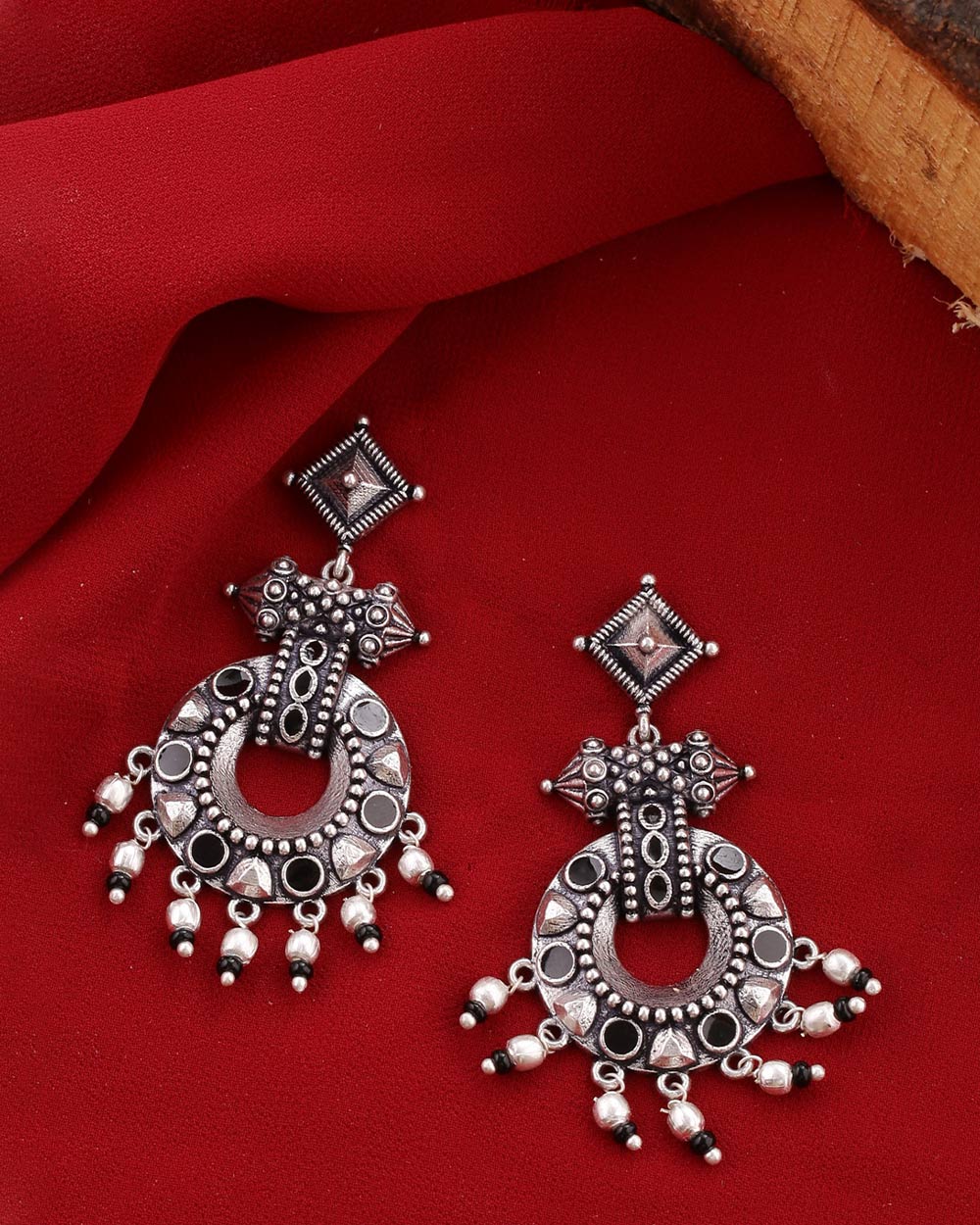 Nayantara Lightly Embellished Drop Earrings | SHOBITAM
