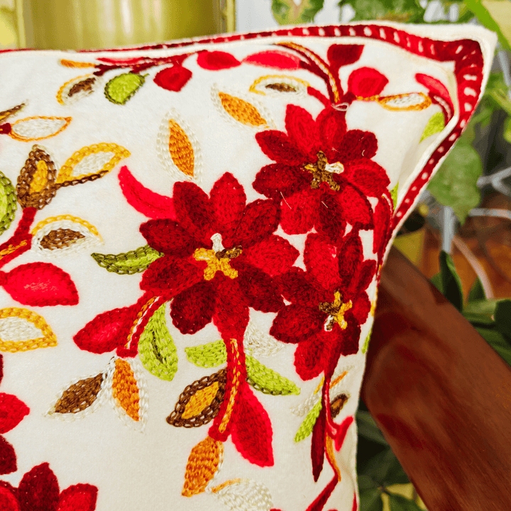 Bauchaar Embroidered Cushion Cover, 16" x 16", Pack of 1 | SHOBITAM