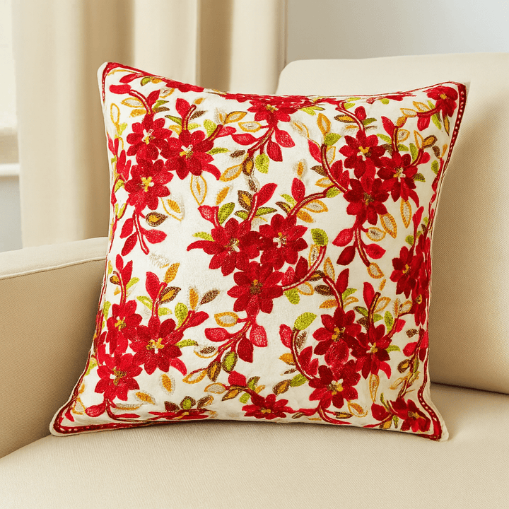 Bauchaar Embroidered Cushion Cover, 16" x 16", Pack of 1 | SHOBITAM