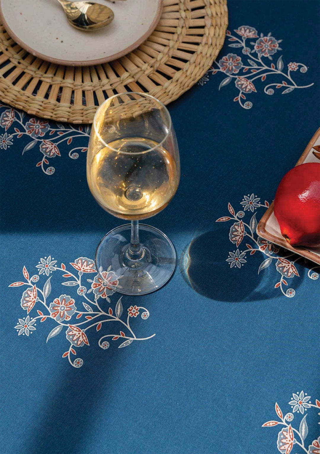 Neela 100% Cotton Ethnic Printed Indigo Table Cloth | SHOBITAM