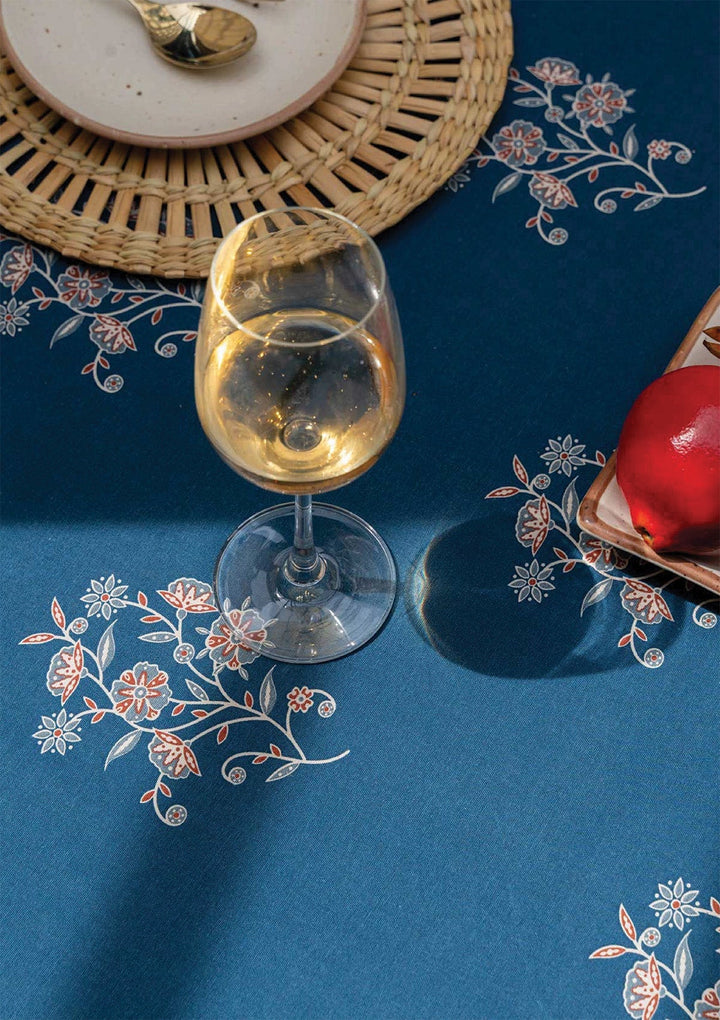 Neela 100% Cotton Ethnic Printed Indigo Table Cloth | SHOBITAM