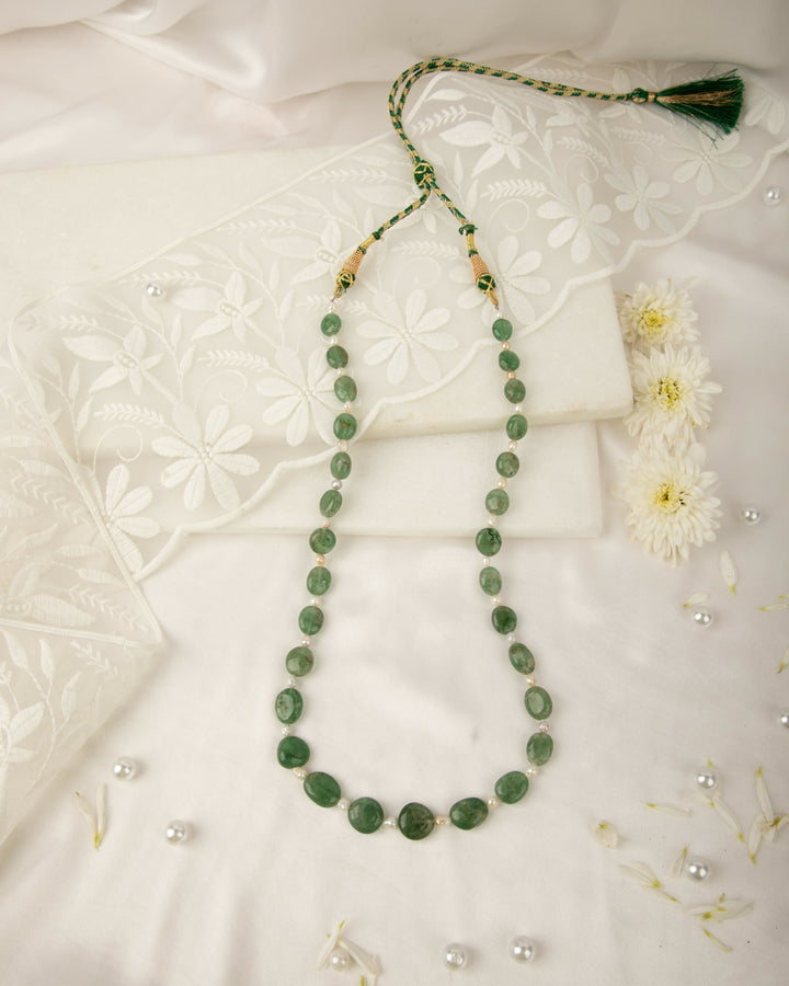 Chandrika Vana: Aventurine & Pearl Mala  | SHOBITAM