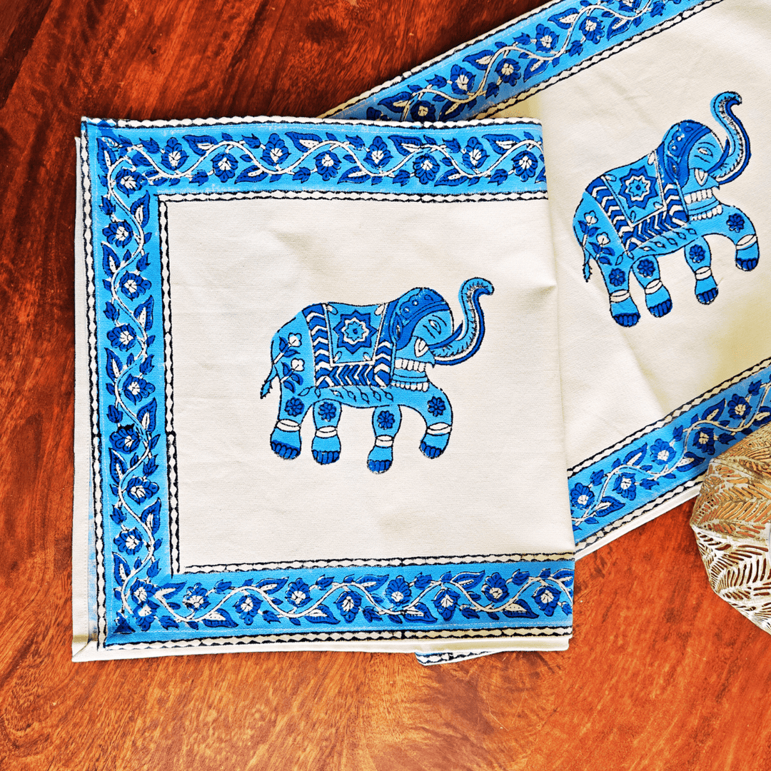 Gajraj Block Print Table Runner |SHOBITAM