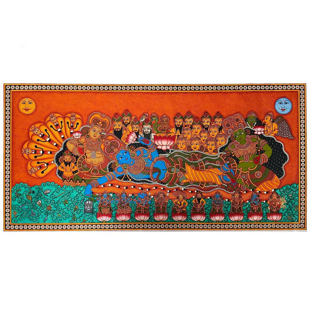 52*100 ANADHA PADMANABHAN HANDPAINTED KERALA MURAL PAINTING | SHOBITAM