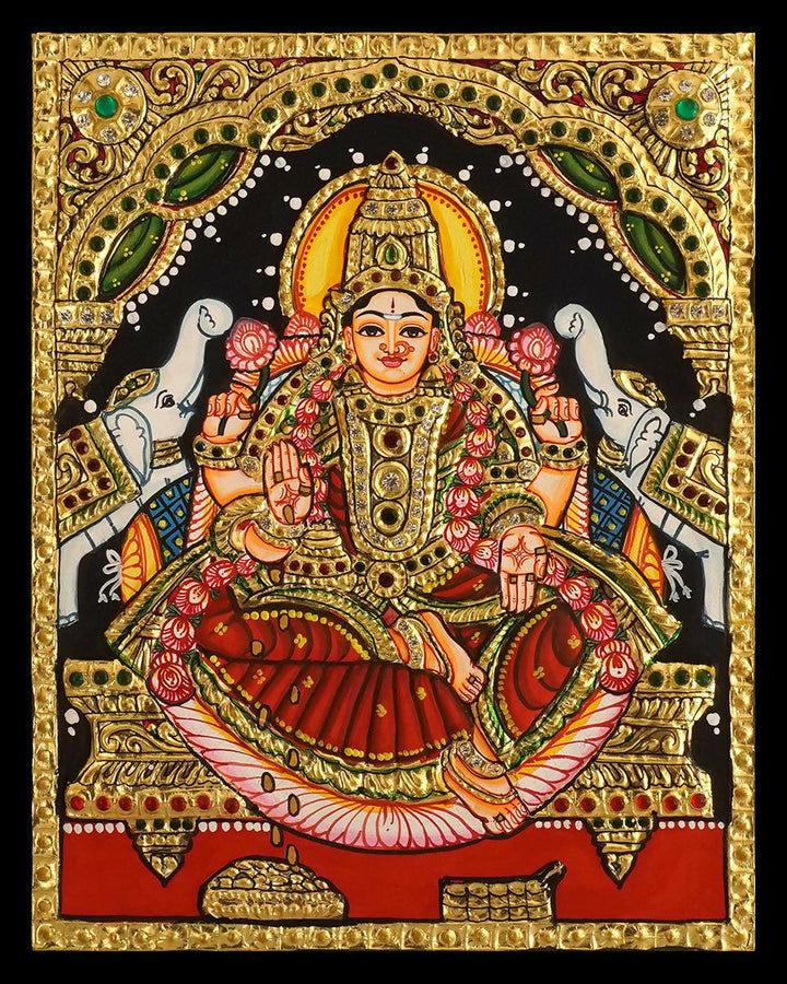 TANJORE PAINTING GAJA LAKSHMI 10*8 | SHOBITAM