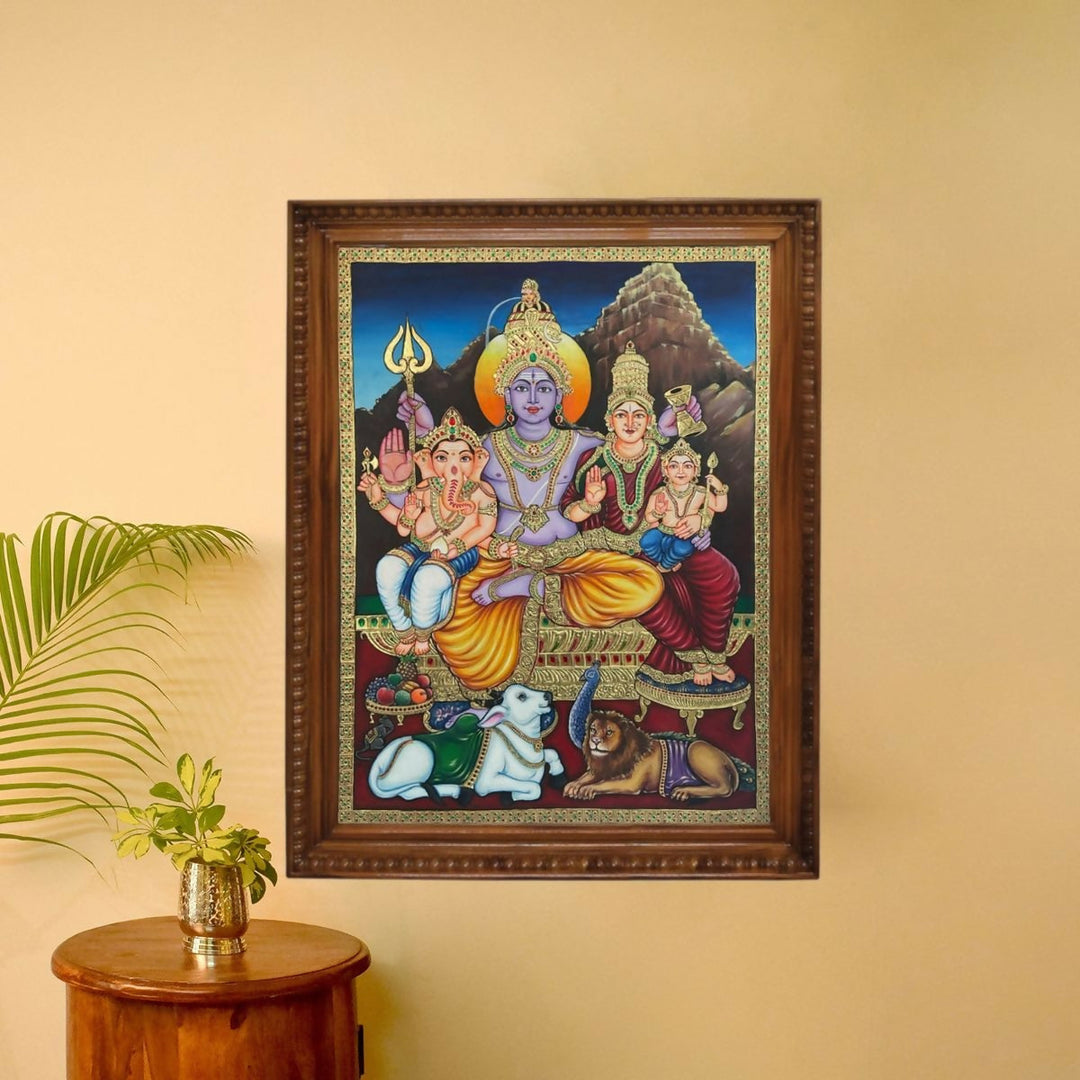TANJORE PAINTING SHIVA FAMILY 48*36 | SHOBITAM