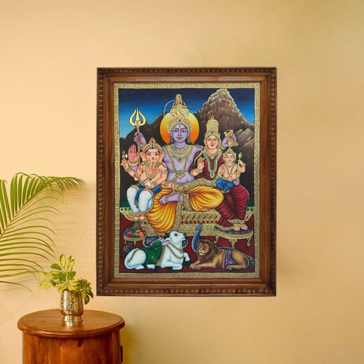 TANJORE PAINTING SHIVA FAMILY 48*36 | SHOBITAM