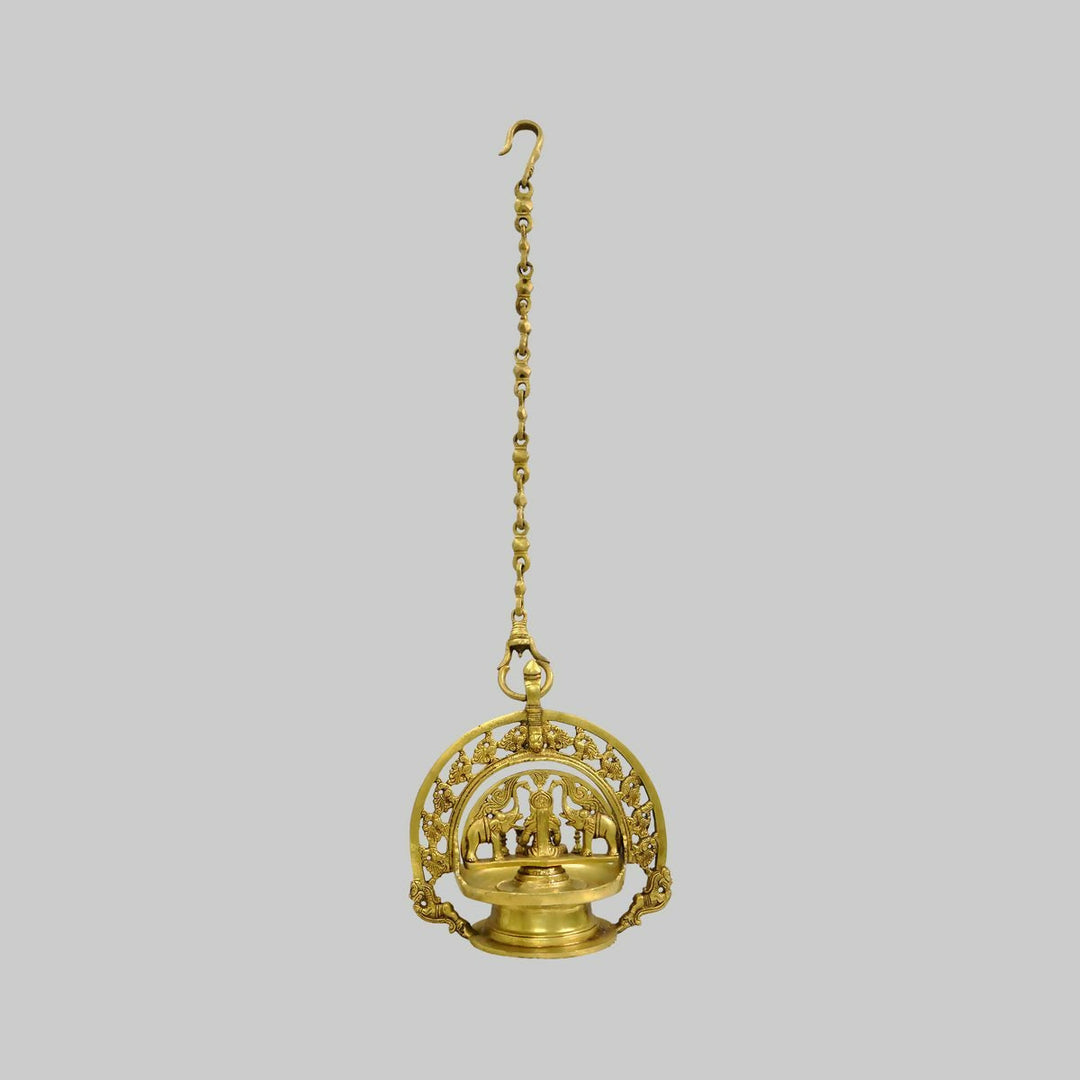BRASS GAJA LAKSHMI HANGING OIL LAMP 34*10*8 | SHOBITAM