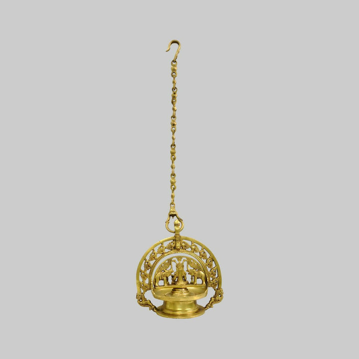 BRASS GAJA LAKSHMI HANGING OIL LAMP 34*10*8 | SHOBITAM