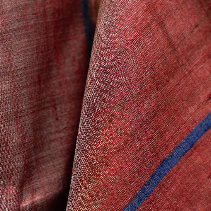 Onion Pink With Plue Handwoven Tussar Silk Saree | SILK MARK CERTIFIED | SHOBITAM