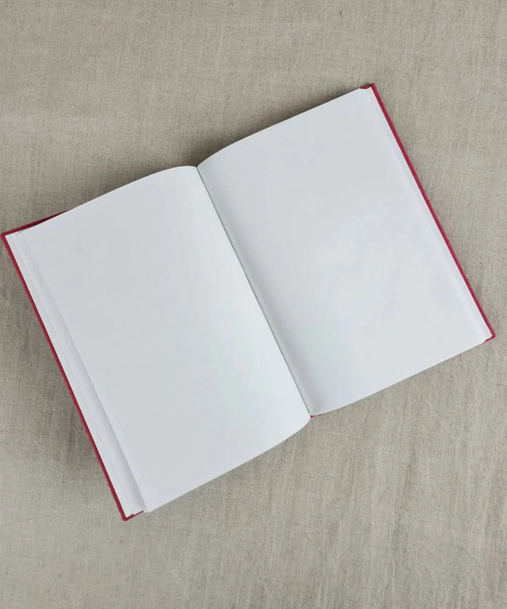 Deep Coral Red Dupion Hand Embroidered Diary {Handmade Paper) | SHOBITAM