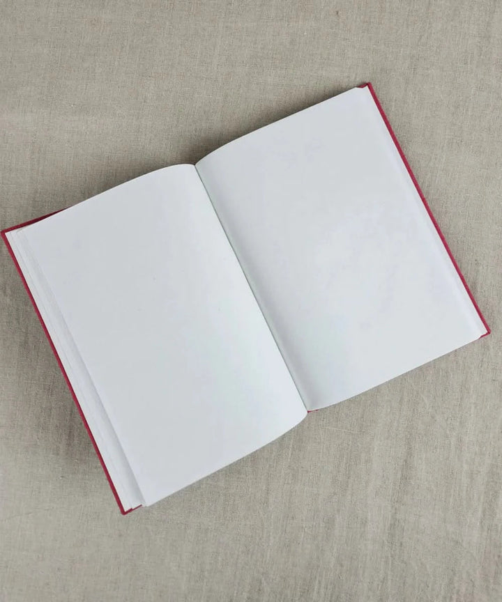 Deep Coral Red Dupion Hand Embroidered Diary {Handmade Paper) | SHOBITAM