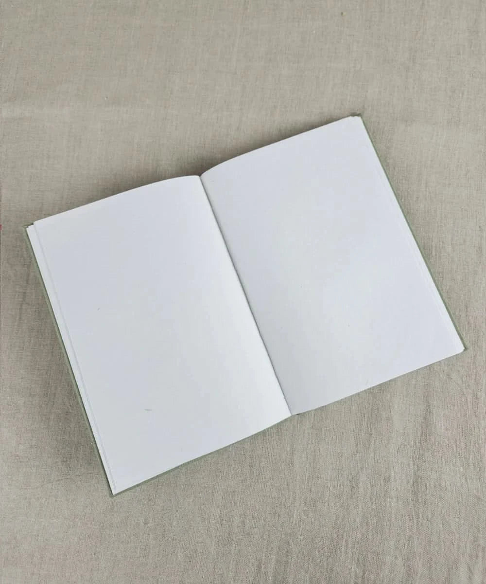 Sage Green Cotton Hand Embroidered Diary (Handmade Paper) | SHOBITAM