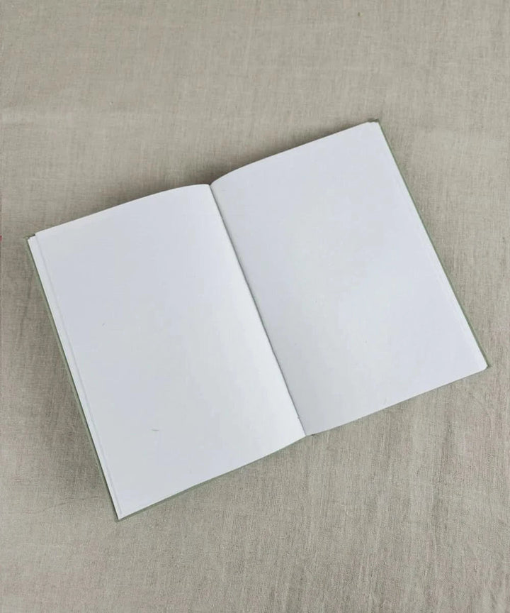 Sage Green Cotton Hand Embroidered Diary (Handmade Paper) | SHOBITAM