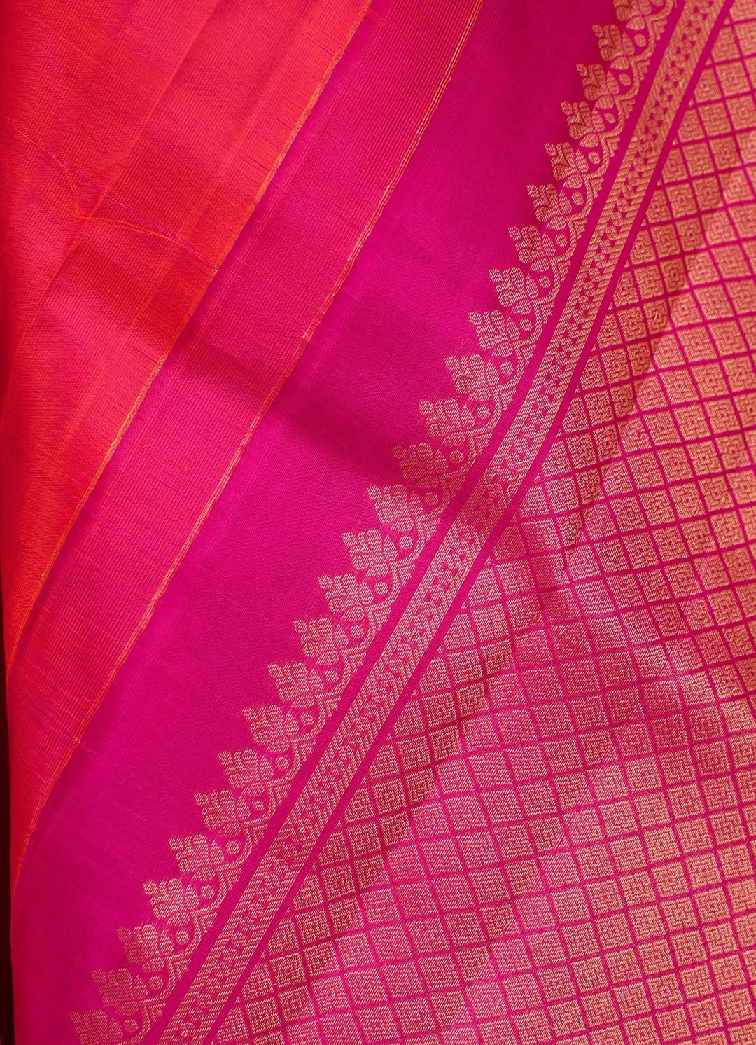 Orange with Pink Kanjivaram Handloom Saree Agnee | SILK MARK CERTIFIED | SHOBITAM