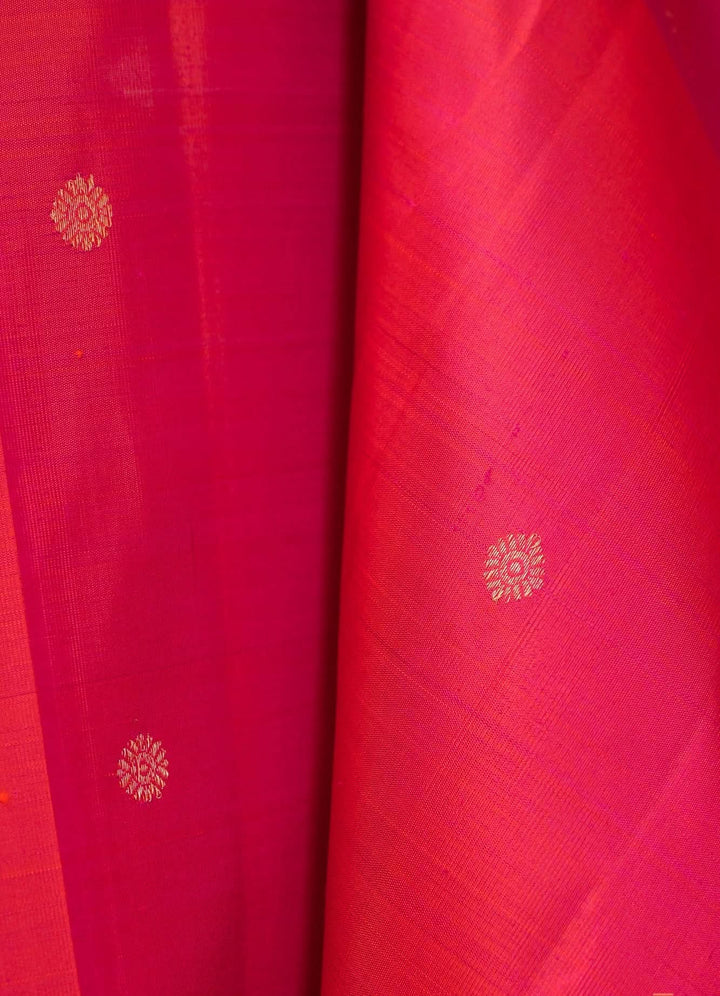 Orange with Pink Kanjivaram Handloom Saree Agnee | SILK MARK CERTIFIED | SHOBITAM