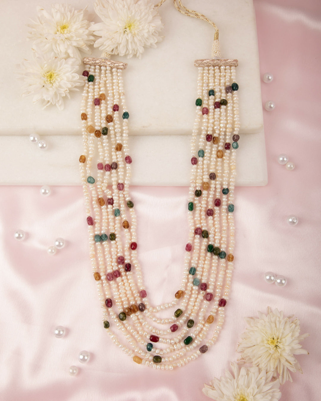Rangmala Pearl Necklace- Natural Sapphires & Pearls | SHOBITAM