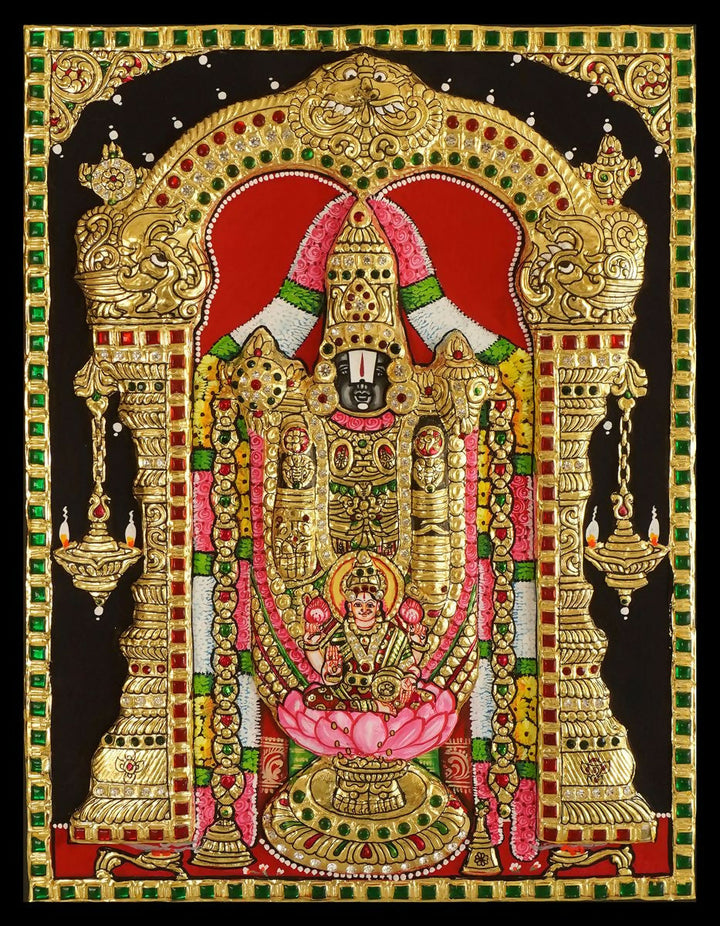 TANJORE PAINTING BALAJI PATHALAKSHMI 18*14 | SHOBITAM