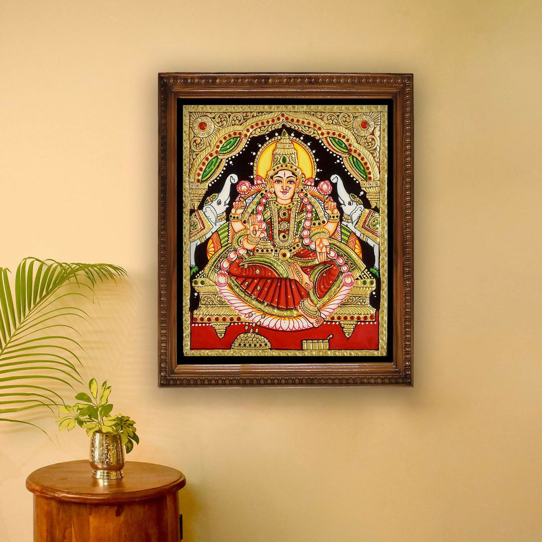 TANJORE PAINTING GAJA LAKSHMI 12*10 | SHOBITAM