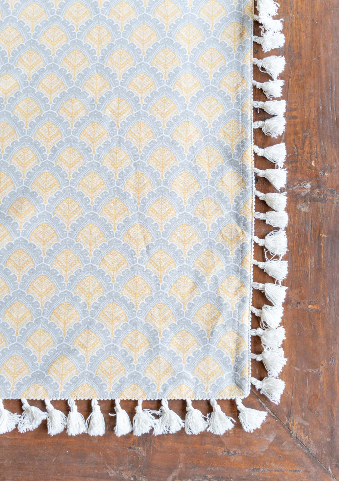 Pakkshi 100% Cotton Printed Yellow and Grey Table Cloth | SHOBITAM