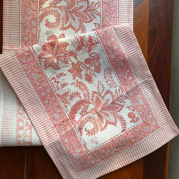 Gulabi Lily Block Print Table Runner | SHOBITAM