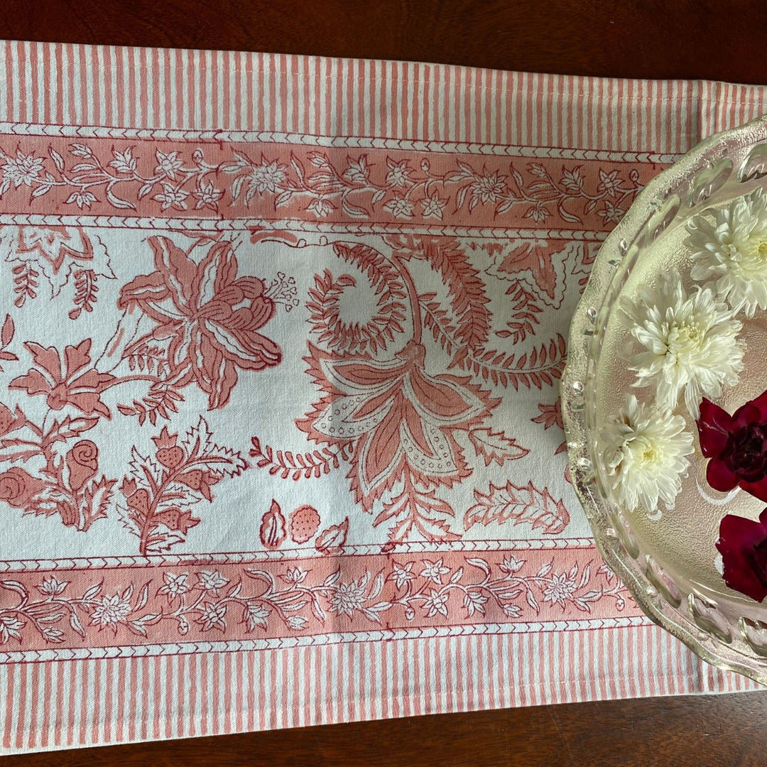 Gulabi Lily Block Print Table Runner | SHOBITAM