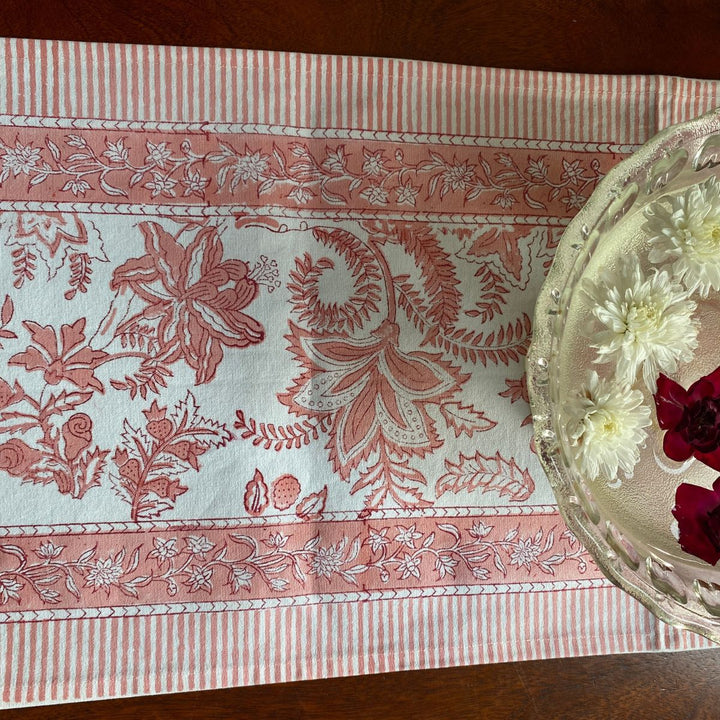 Gulabi Lily Block Print Table Runner | SHOBITAM