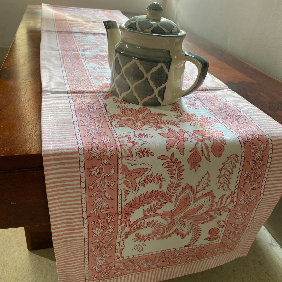 Gulabi Lily Block Print Table Runner | SHOBITAM