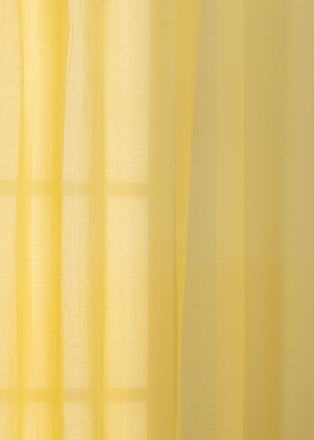 Solid Pale Yellow sheer 100% cotton plain curtain for Living room & bedroom - Light filtering - Single Piece | SHOBITAM