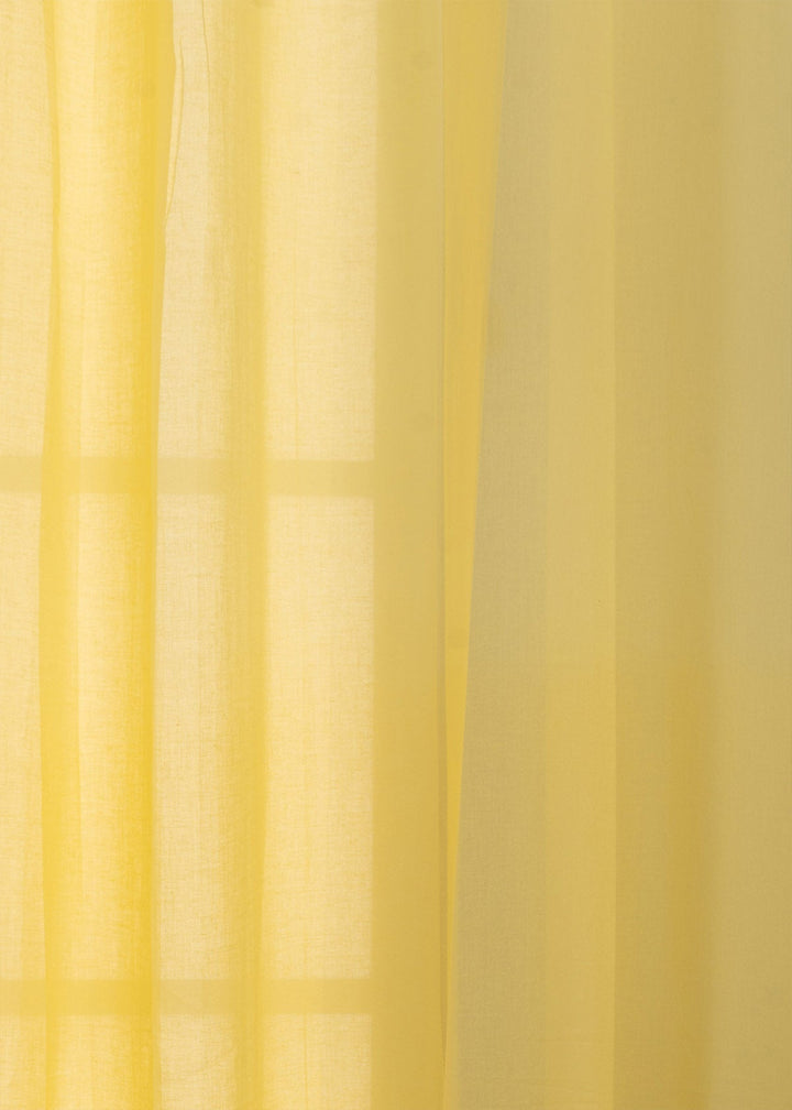 Solid Pale Yellow sheer 100% cotton plain curtain for Living room & bedroom - Light filtering - Single Piece | SHOBITAM