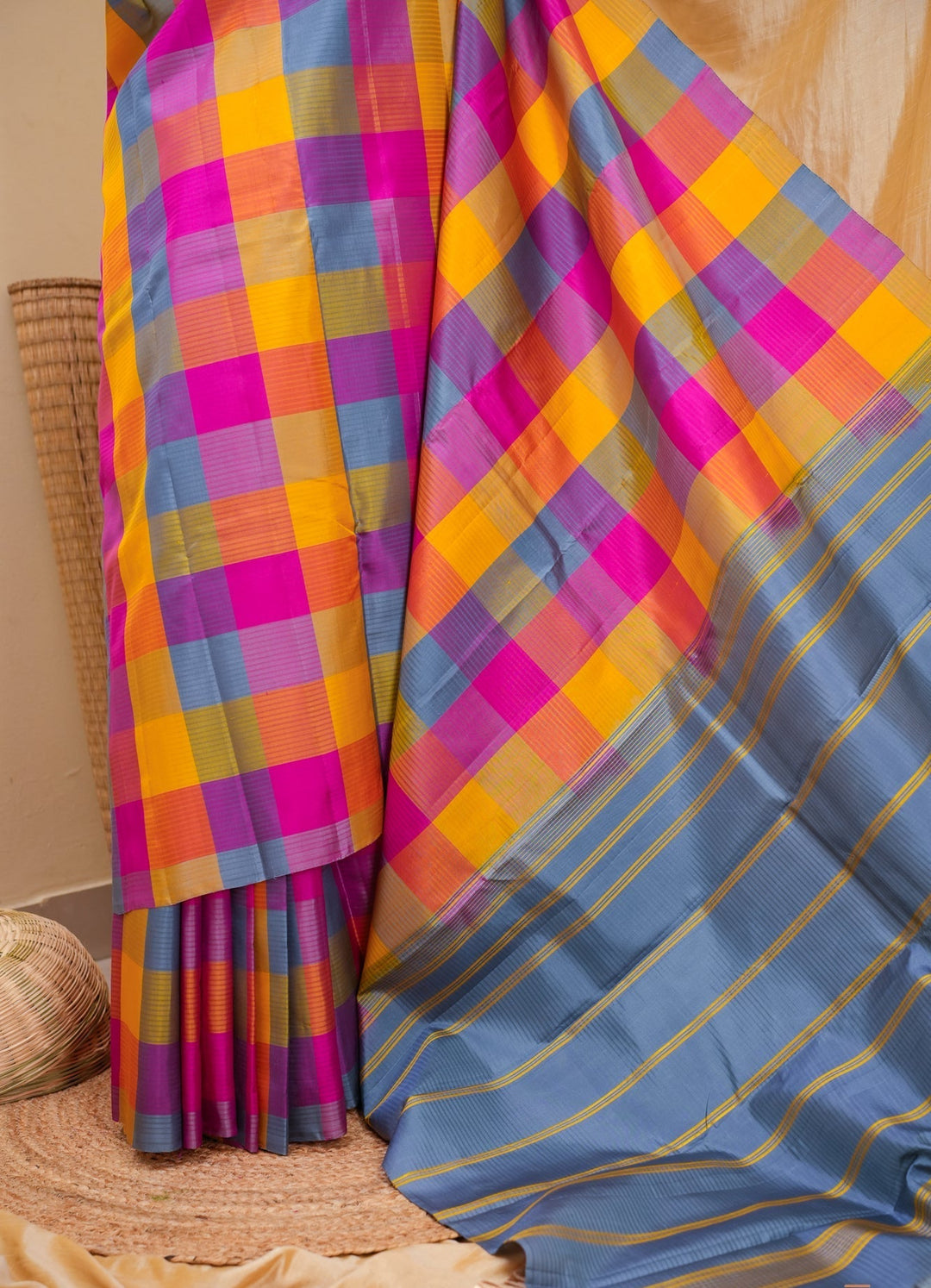 Palum Pazhamum Kanjivaram Thread work handloom saree Panjavarnam | SILK MARK CERTIFIED | SHOBITAM