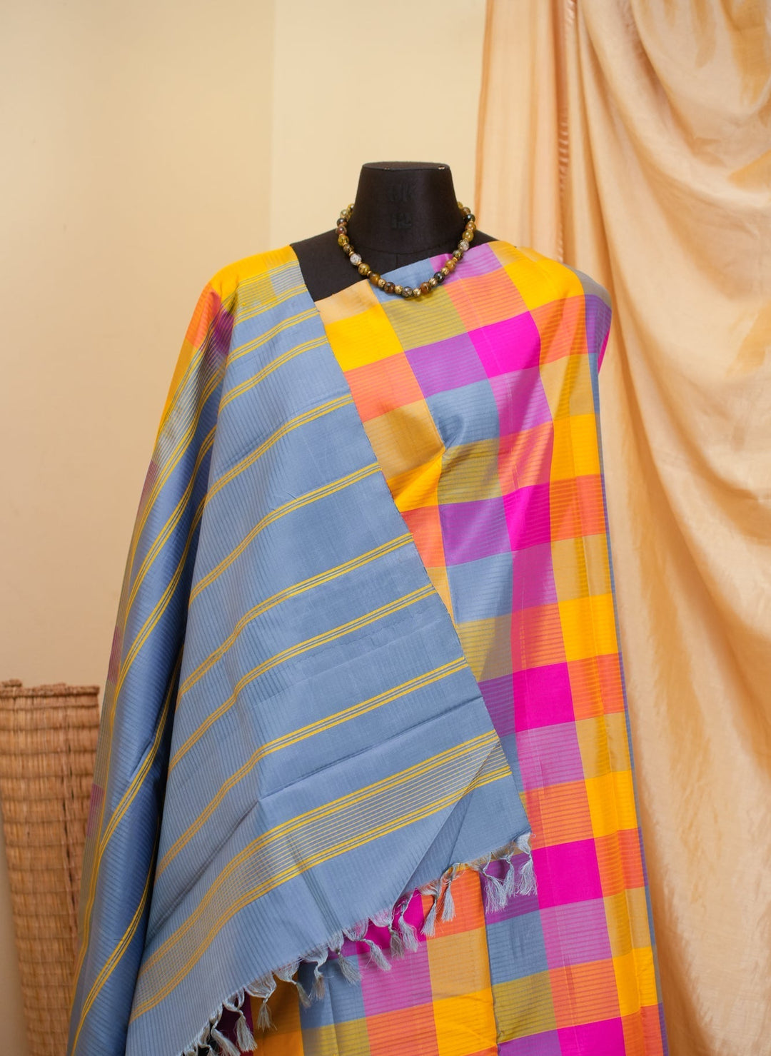 Palum Pazhamum Kanjivaram Thread work handloom saree Panjavarnam | SILK MARK CERTIFIED | SHOBITAM