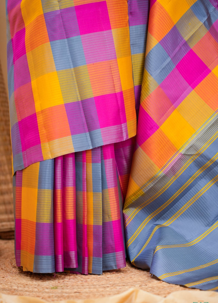 Palum Pazhamum Kanjivaram Thread work handloom saree Panjavarnam | SILK MARK CERTIFIED | SHOBITAM