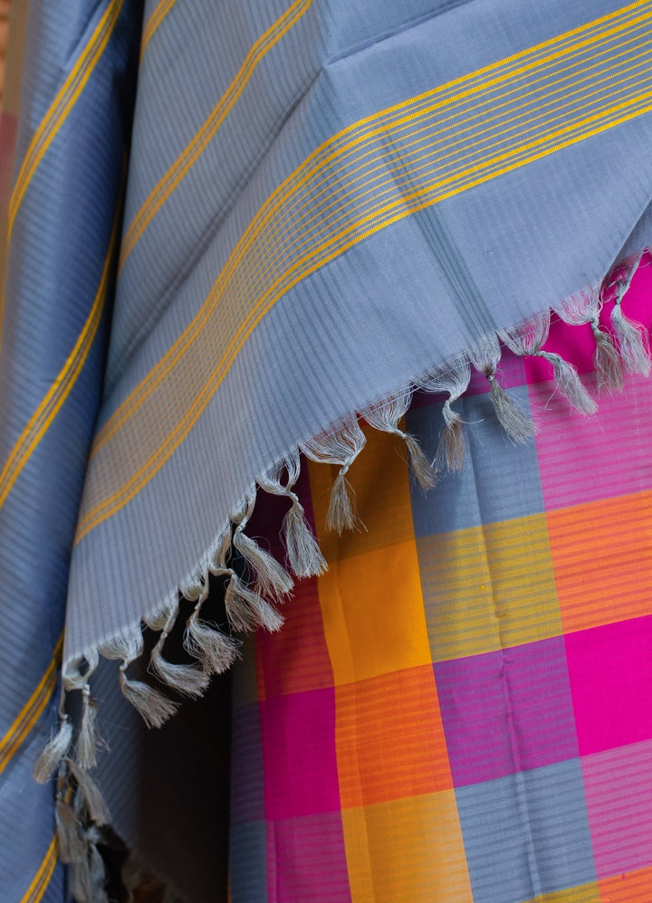 Palum Pazhamum Kanjivaram Thread work handloom saree Panjavarnam | SILK MARK CERTIFIED | SHOBITAM