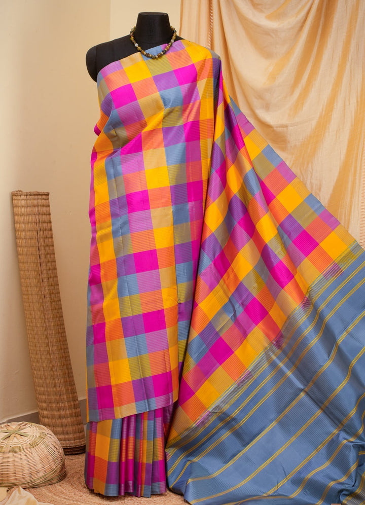 Palum Pazhamum Kanjivaram Thread work handloom saree Panjavarnam | SILK MARK CERTIFIED | SHOBITAM