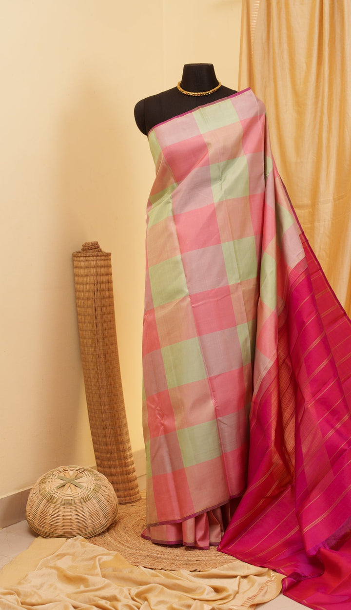 Pastel Kanjivaram Pure Zari handloom saree Rasika | SILK MARK CERTIFIED | SHOBITAM