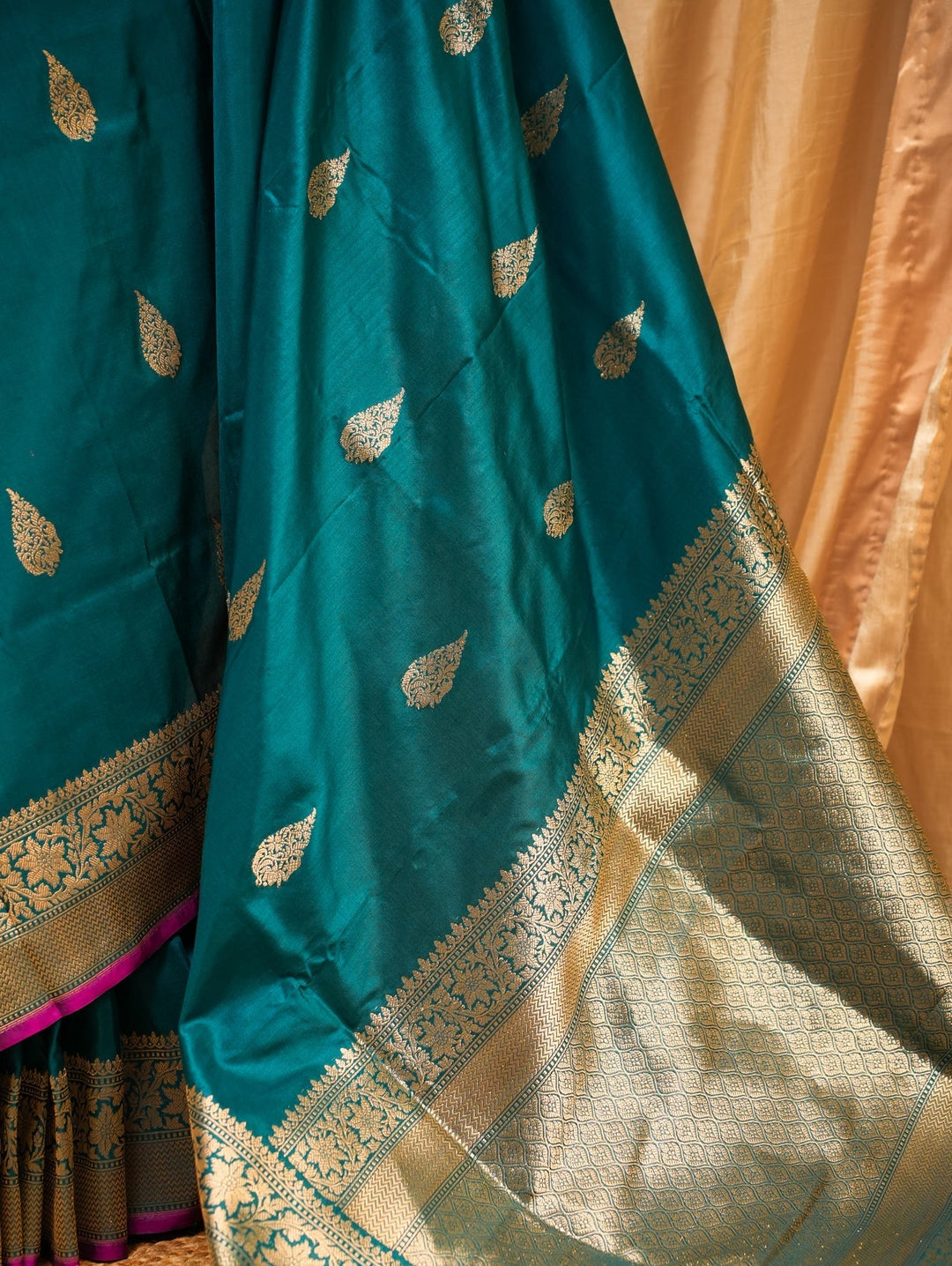 Peacock Blue Banaras Silk Saree Noor | SILK MARK CERTIFIED | SHOBITAM