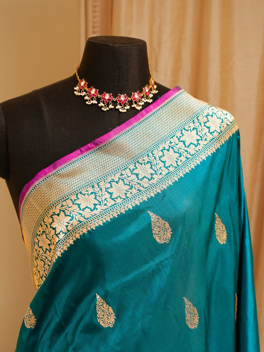 Peacock Blue Banaras Silk Saree Noor | SILK MARK CERTIFIED | SHOBITAM