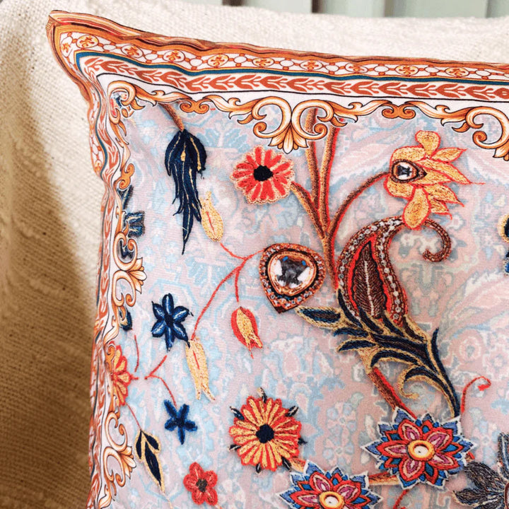 Persian Flower Cushion Cover, 16" x 16", Pack of 2