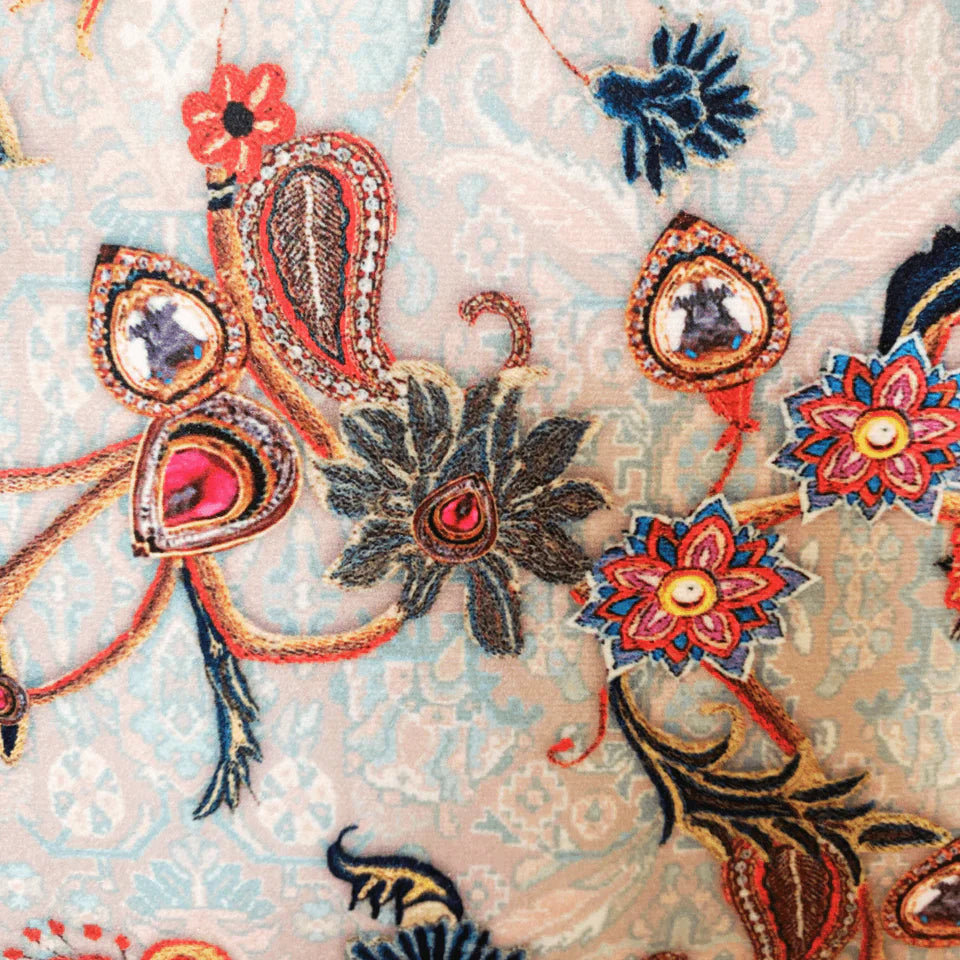Persian Flower Cushion Cover, 16" x 16", Pack of 2