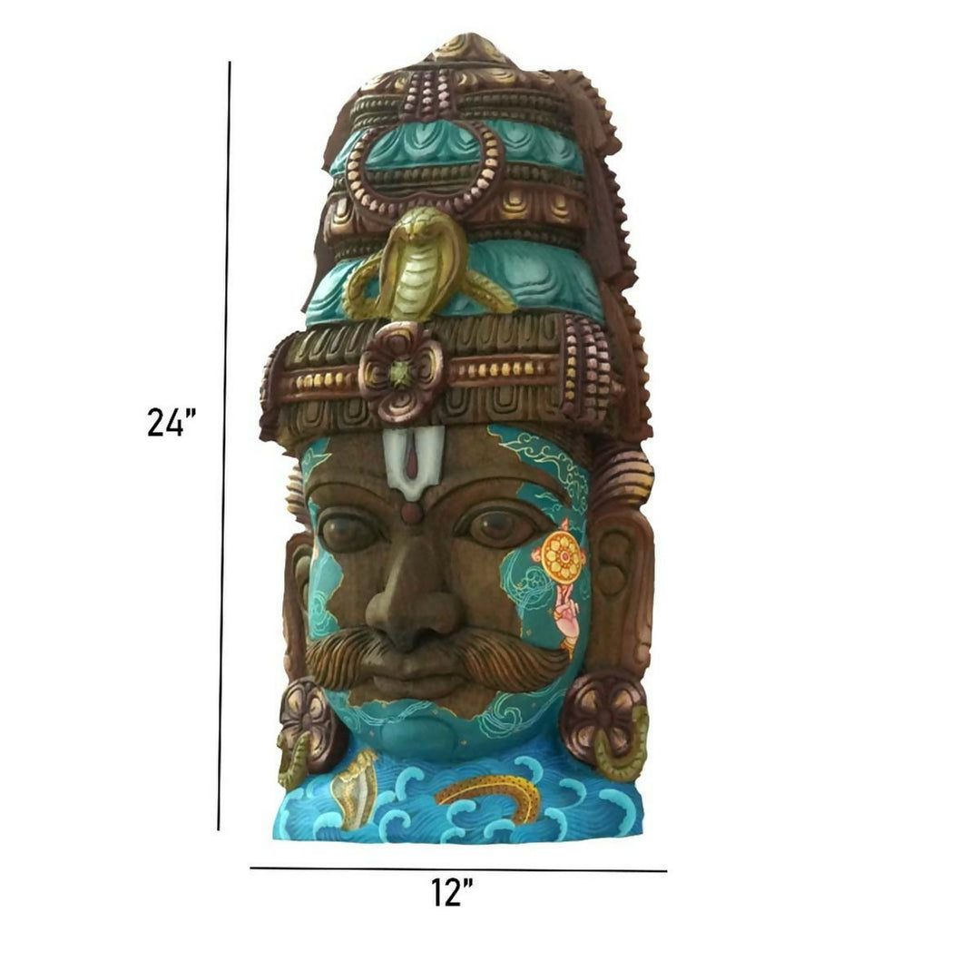 GARUDAN HAND PAINTED VAAGAI WOODEN WALL HANGING MASK-SHOBITAM