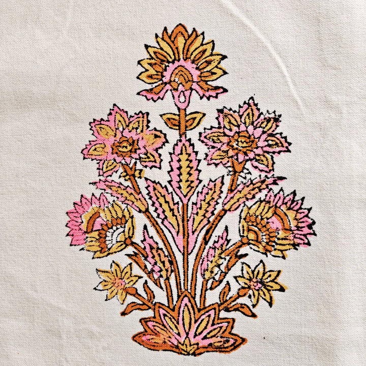 Phoolkari hand block printing Table Runner, 100% cotton, 13" X 72"