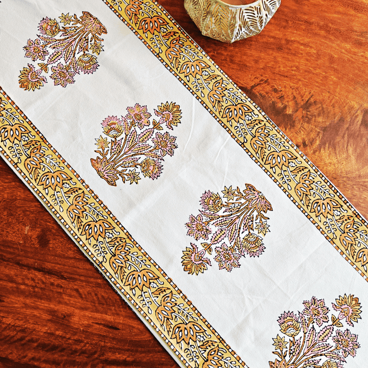 Phoolwari Table Runner, 100% cotton, 13" X 72" | SHOBITAM