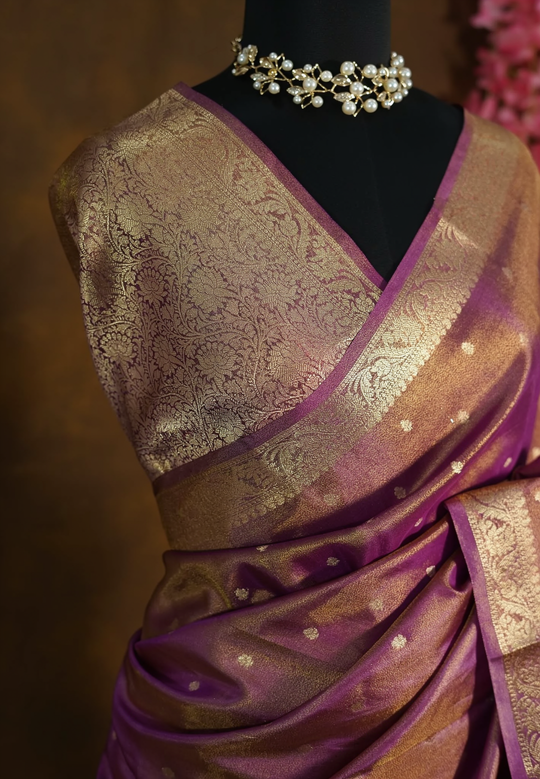Thistle Mist Semi Tissue Saree   | SHOBITAM