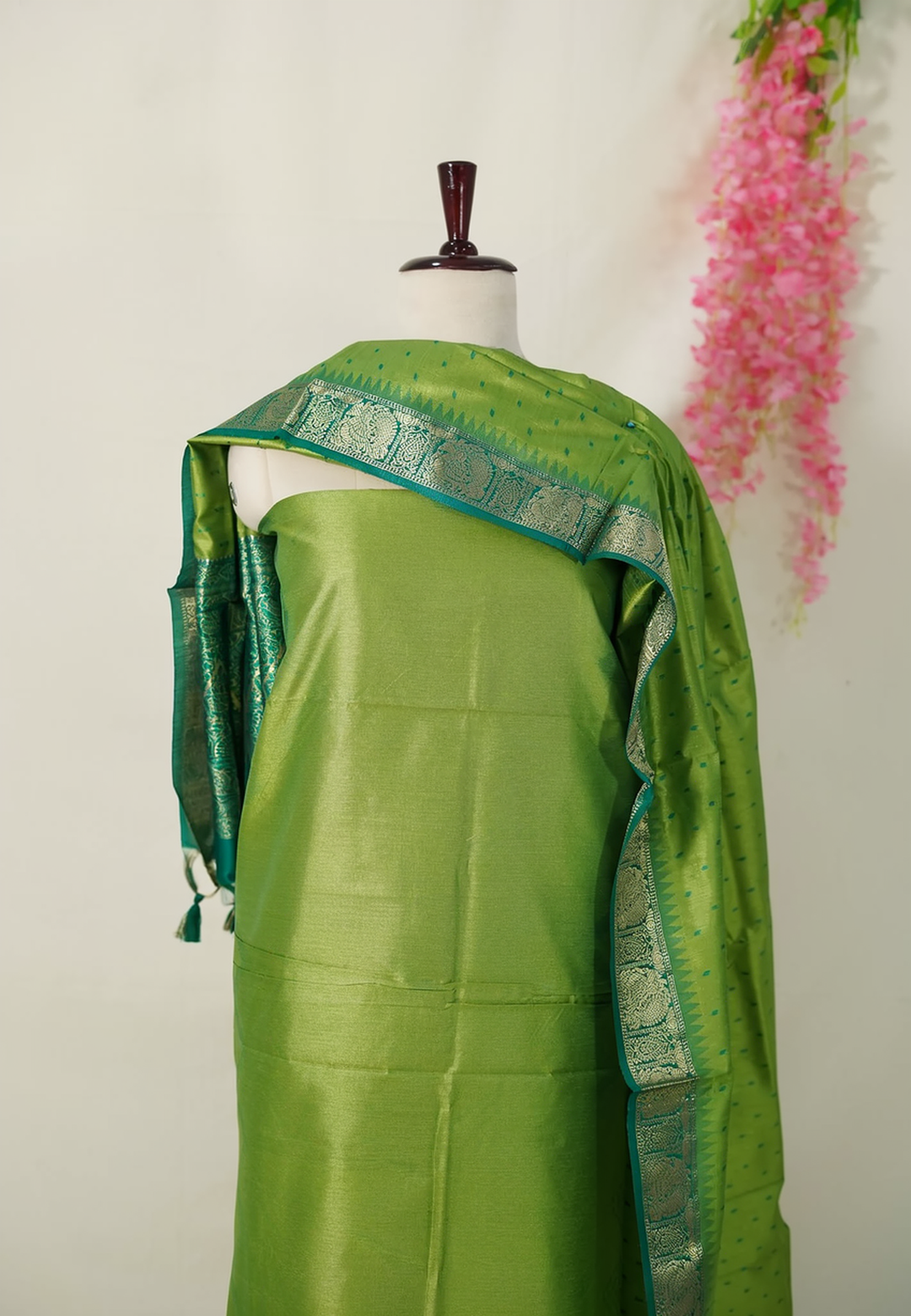 Manjari 3 Piece Semi Silk Salwar Suit, Stitched   | SHOBITAM