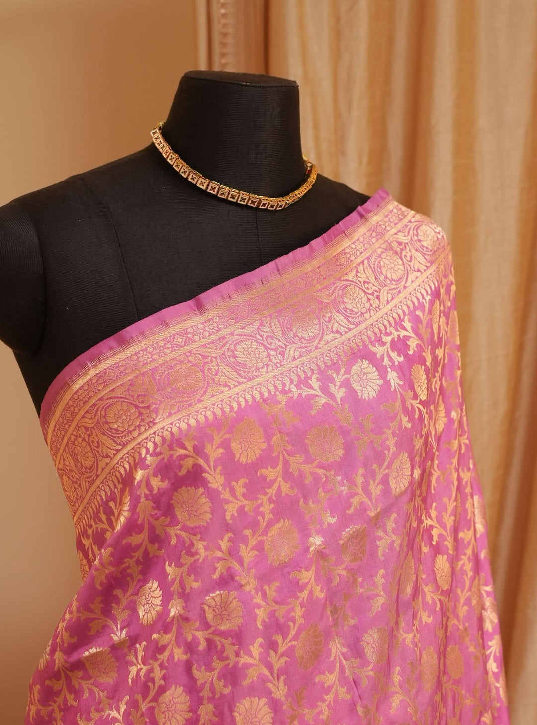 Pink Banaras Silk Saree Gulaab | SILK MARK CERTIFIED | SHOBITAM